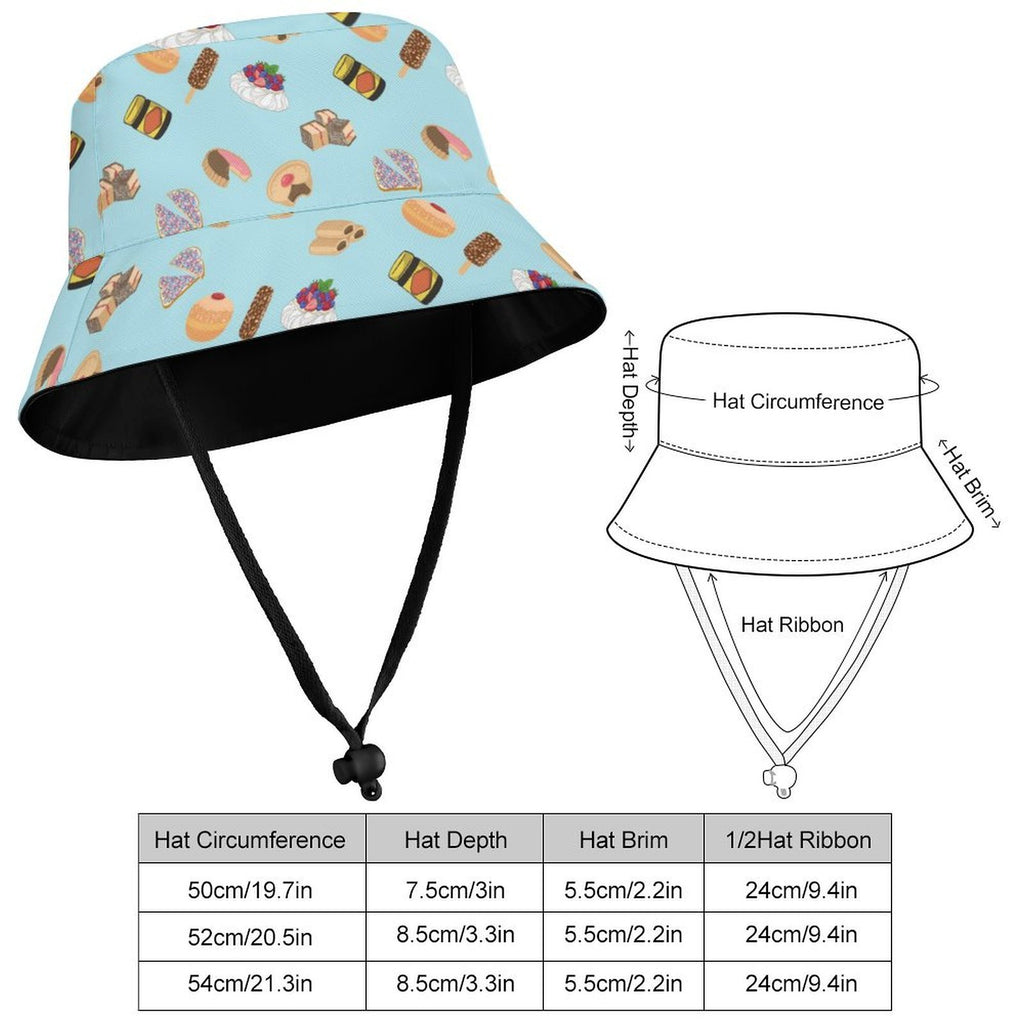 Classic Aussie Food Icons Kids Bucket Hat Kids Bucket Hat Australia Food Printed Offshore