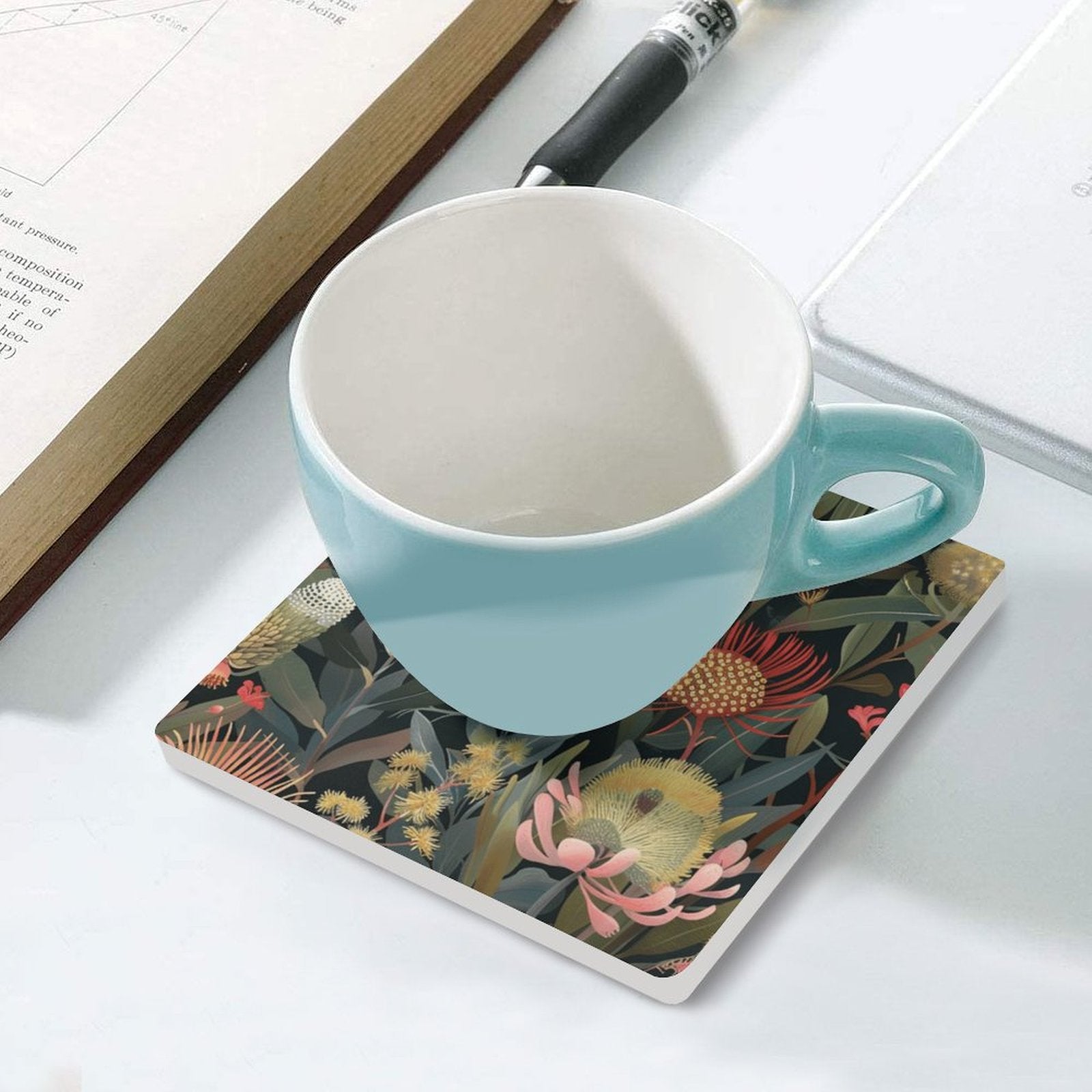 Australian Native Flowers - Ceramic Coasters (Square) Ceramic Coasters Plants Printed Offshore