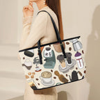 All The Coffee - Leather Tote Bag-Large