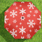 Red Snowflakes, Christmas - Semi-Automatic Foldable Umbrella (Model U12) Semi-Automatic Foldable Umbrella (U12)