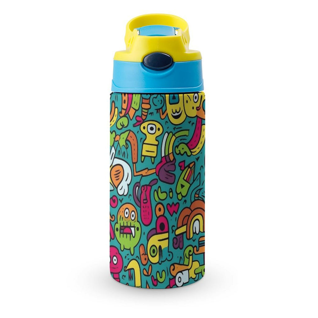 Crazy Creatures - Little Kids Water Bottle blue 350ml Little Kids Water Bottle Printed Offshore Sci Fi