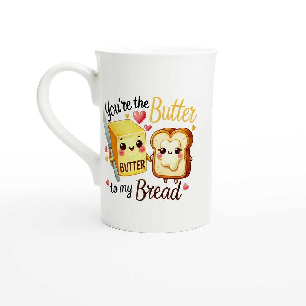 You're The Butter To My Bread, Valentine - White 10oz Porcelain Slim Mug Default Title Porcelain Mug Food Globally Fulfilled Love