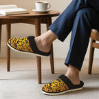 Halloween Men's Fur Trim Thick-Sole Indoor Slippers Men's Fur Trimmed Slippers Halloween Printed Offshore
