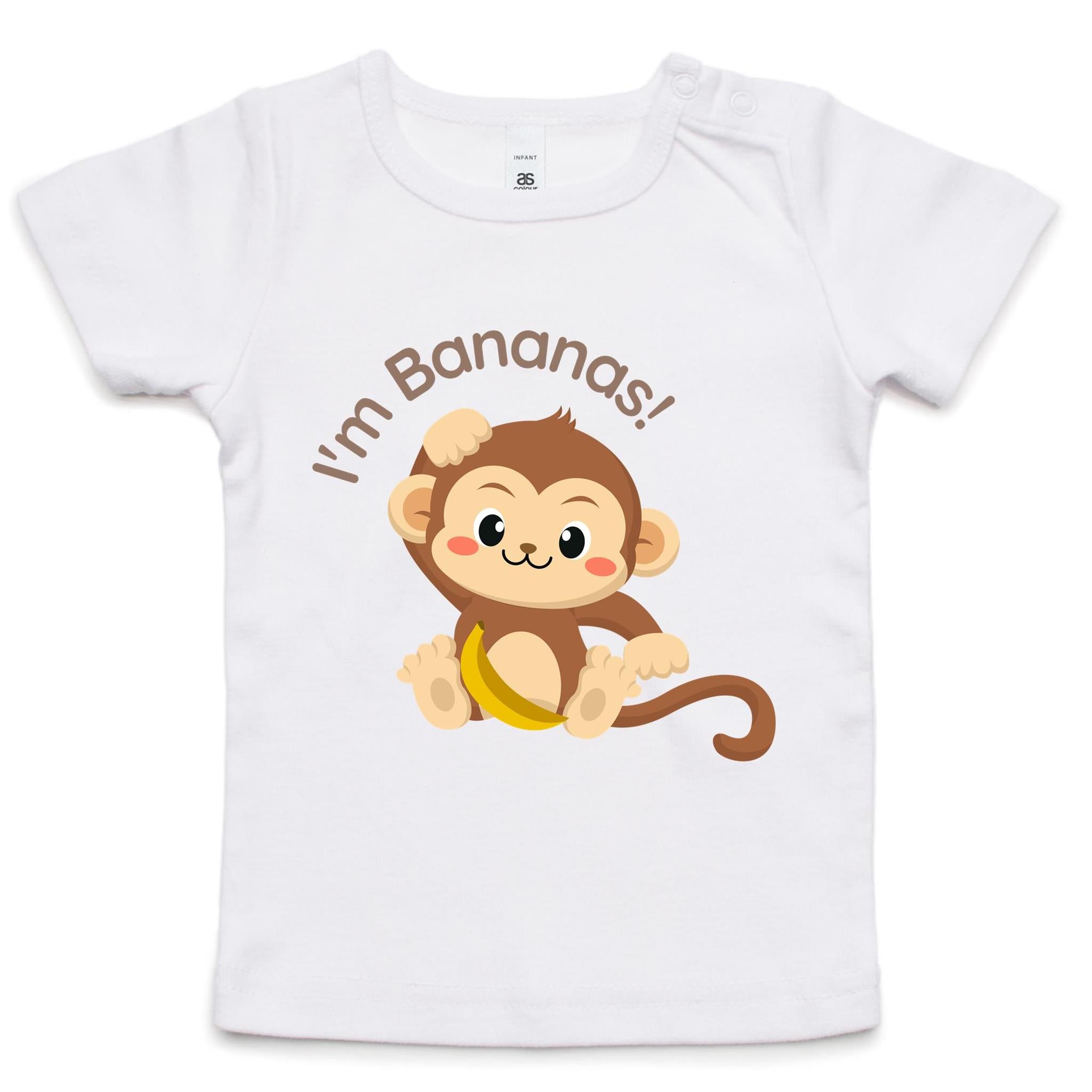 Monkey, I'm Bananas - Baby T-shirt White Baby T-shirt animal Printed In Australia
