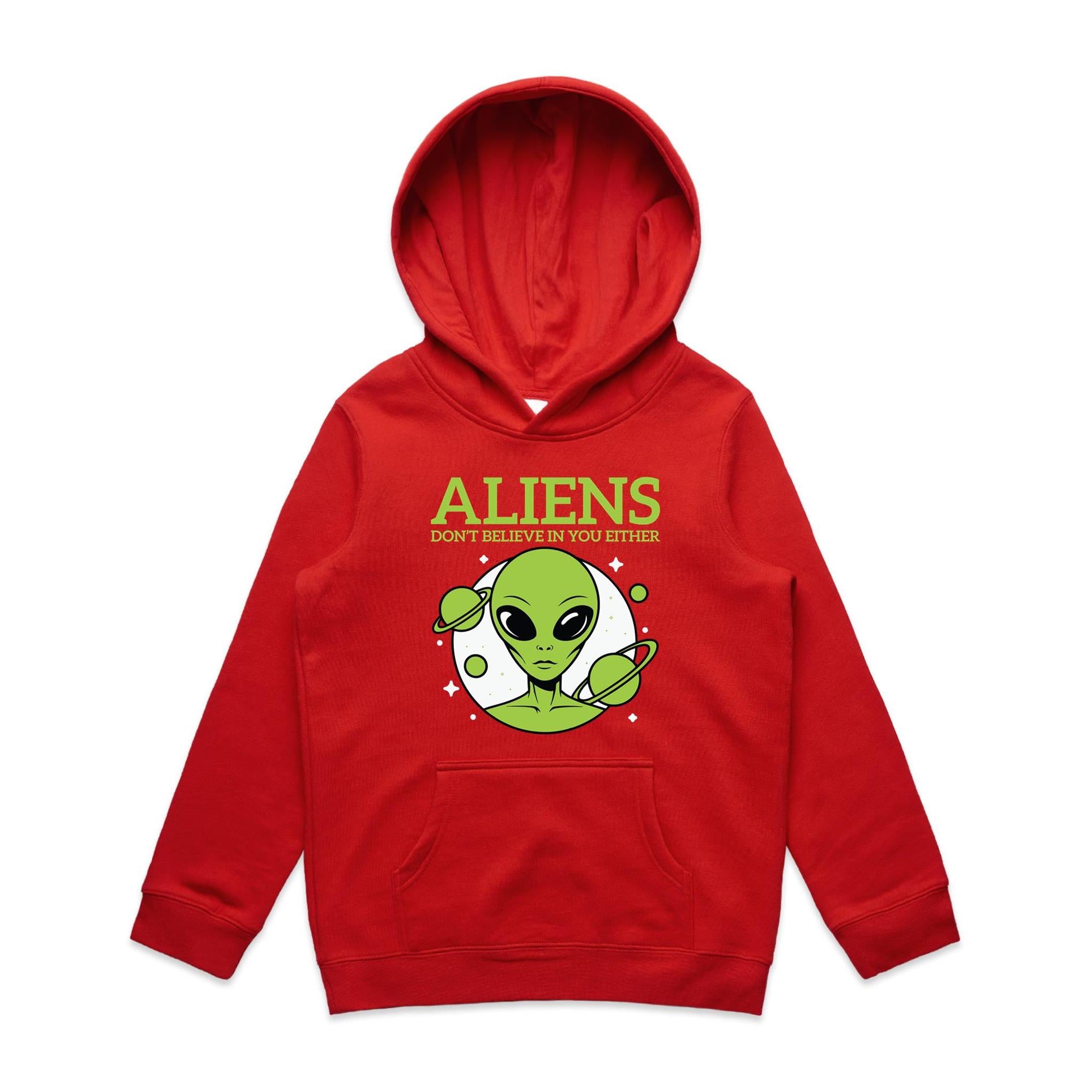 Aliens Don't Believe In You Either Kids AS Colour Hoodie