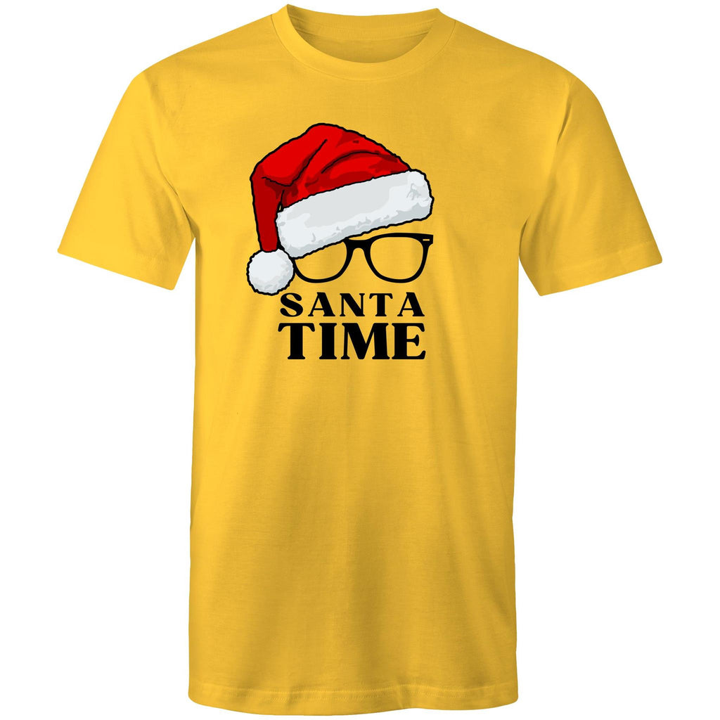Santa Time - Mens T-Shirt Yellow Mens Christmas T-shirt Christmas Printed In Australia