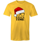 Santa Time - Mens T-Shirt Yellow Mens Christmas T-shirt Christmas Printed In Australia