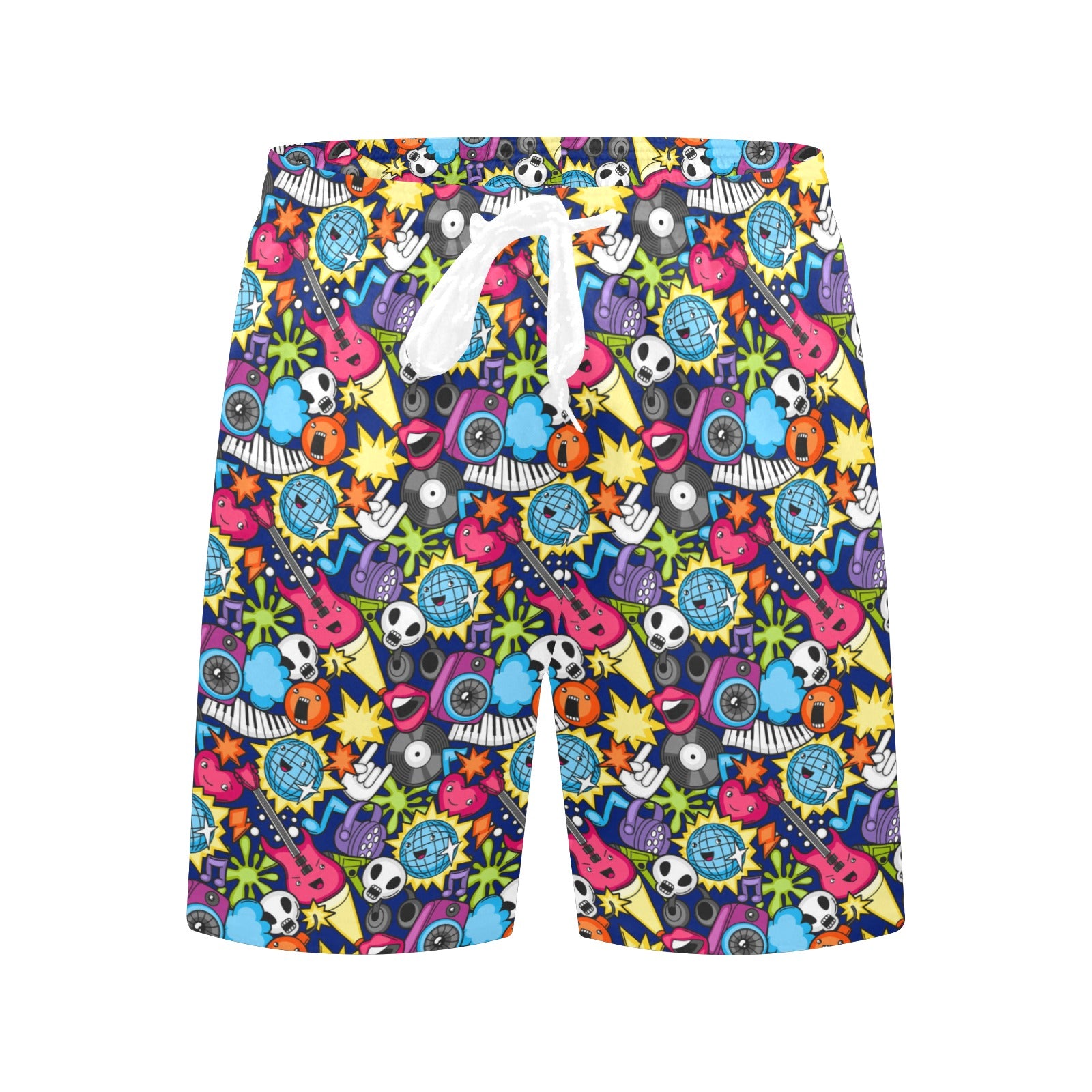 Sticker Music - Men's Mid-Length Beach Shorts Men's Mid-Length Beach Shorts Music Printed Offshore