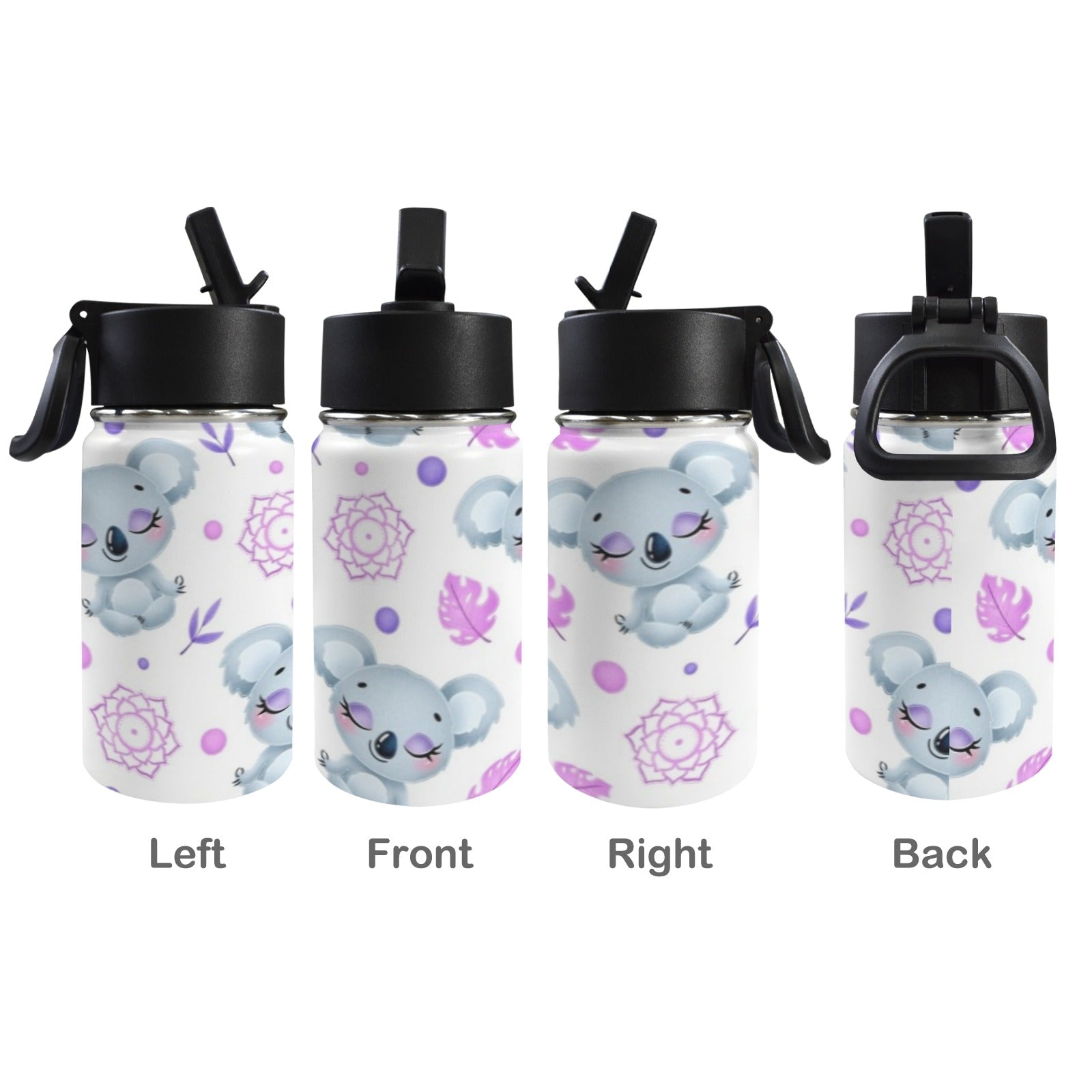 Zen Koala 12oz Kids Water Bottle with Straw Lid