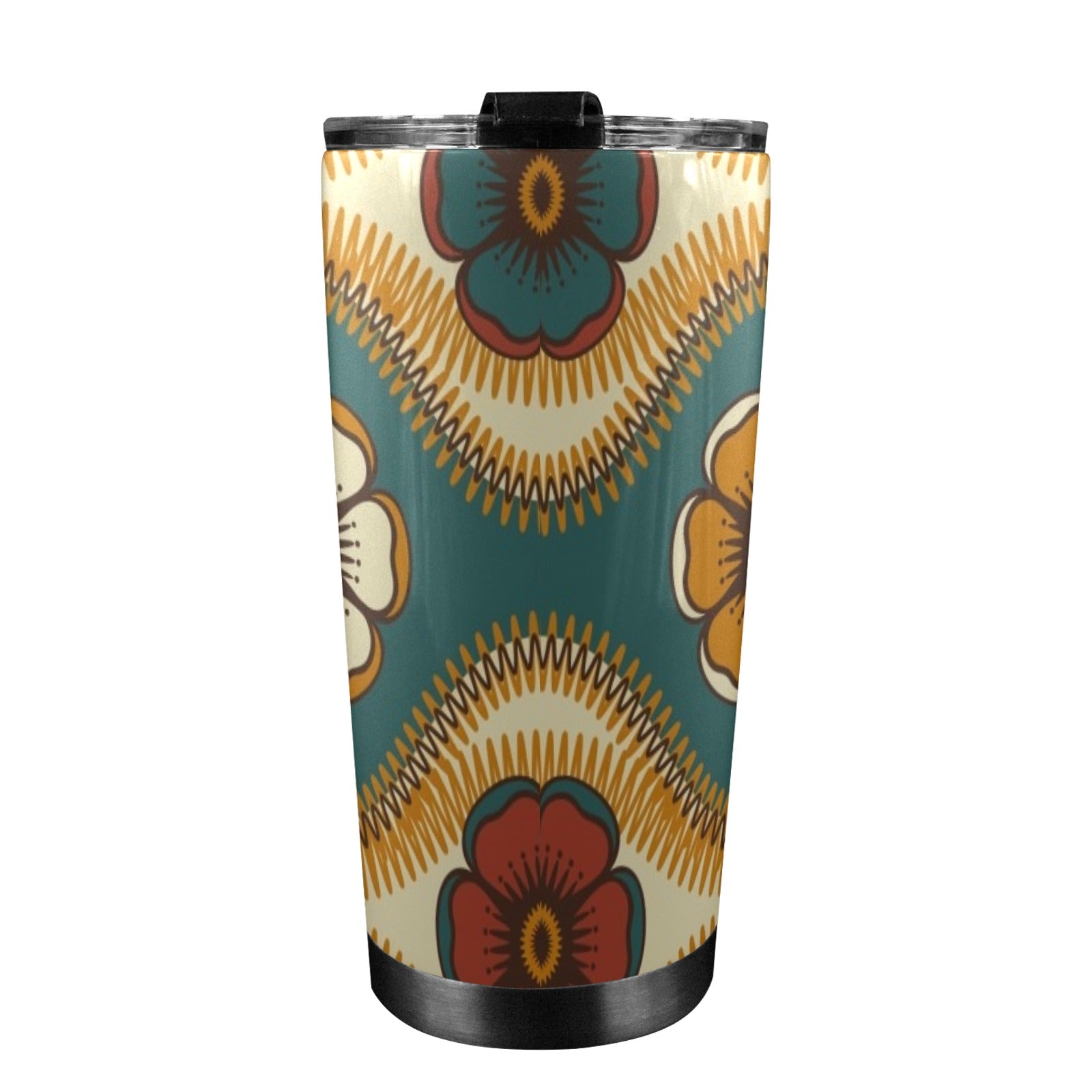 Vintage Floral - 20oz Mobile Tumbler with Lid (Black Lock) 20oz Travel Mug Printed Offshore Retro