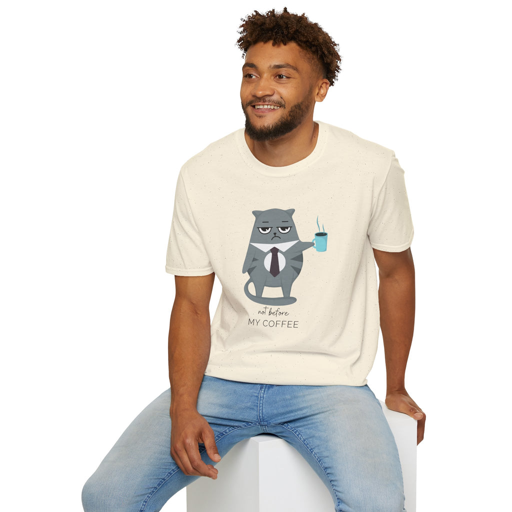 Not Before My Coffee, Cat - Unisex Softstyle T-Shirt