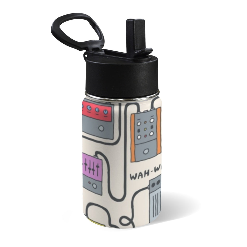 Guitar Pedals 12oz Kids Water Bottle with Straw Lid