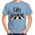 The Cats, Fab Four Crossing The Road - Kids Youth T-Shirt Carolina Blue Kids Youth T-shirt animal Music Printed In Australia