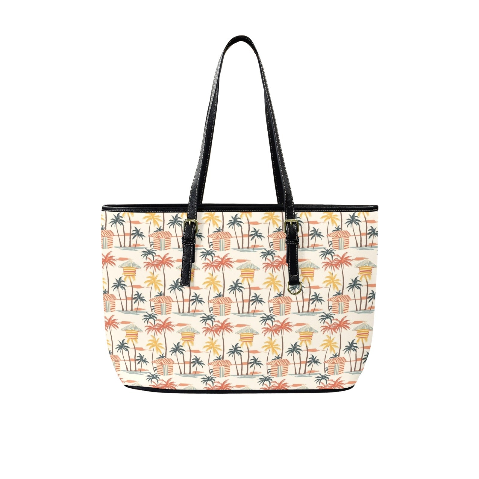 Beach Shack PU Leather Tote Bag Large One Size Leather Tote Bag-Large Printed Offshore Summer Surf