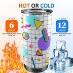 80's Grid - 20oz Mobile Tumbler with Lid (Black Lock)