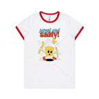 Sweet And Salty, Ice Cream And Fries - Women's Ringer Tee White Red Womens Ringer T-shirt Food Printed In Australia