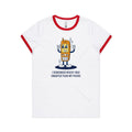I Remember When I Was Smarter Than My Phone Women's AS Colour Ringer Tee White Red Womens Ringer T-shirt Printed In Australia Retro Tech