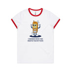 I Remember When I Was Smarter Than My Phone - Women's Ringer Tee White Red Womens Ringer T-shirt Printed In Australia Retro Tech