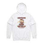 Caffeine Maintains My Sunny Personality - Mens Hoodie White Mens Hoodie Coffee Printed In Australia