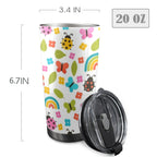 Ladybugs And Rainbows - 20oz Mobile Tumbler with Lid (Black Lock)