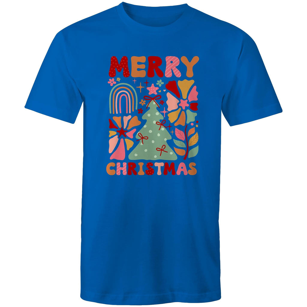 Merry Christmas - Mens T-Shirt Bright Royal Mens Christmas T-shirt Christmas Printed In Australia