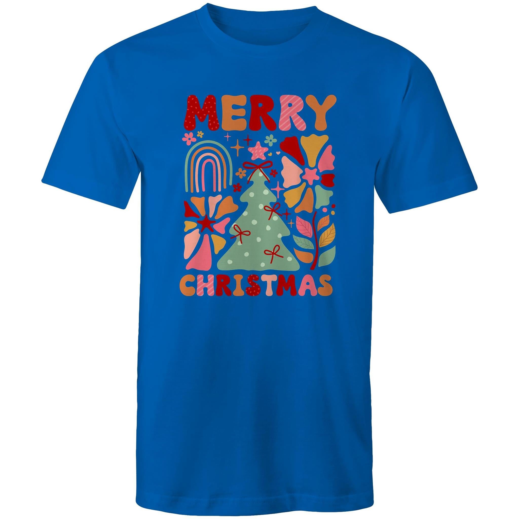 Merry Christmas - Mens T-Shirt Bright Royal Mens Christmas T-shirt Christmas Printed In Australia