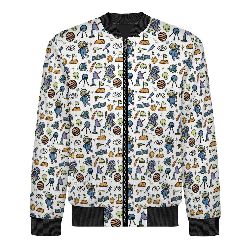 All About Space Men's Casual Zip‑Up Bomber Jacket