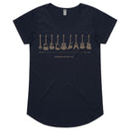 Guitar Timeline - Womens Scoop Neck T-Shirt Navy Womens Scoop Neck T-shirt Music Printed In Australia