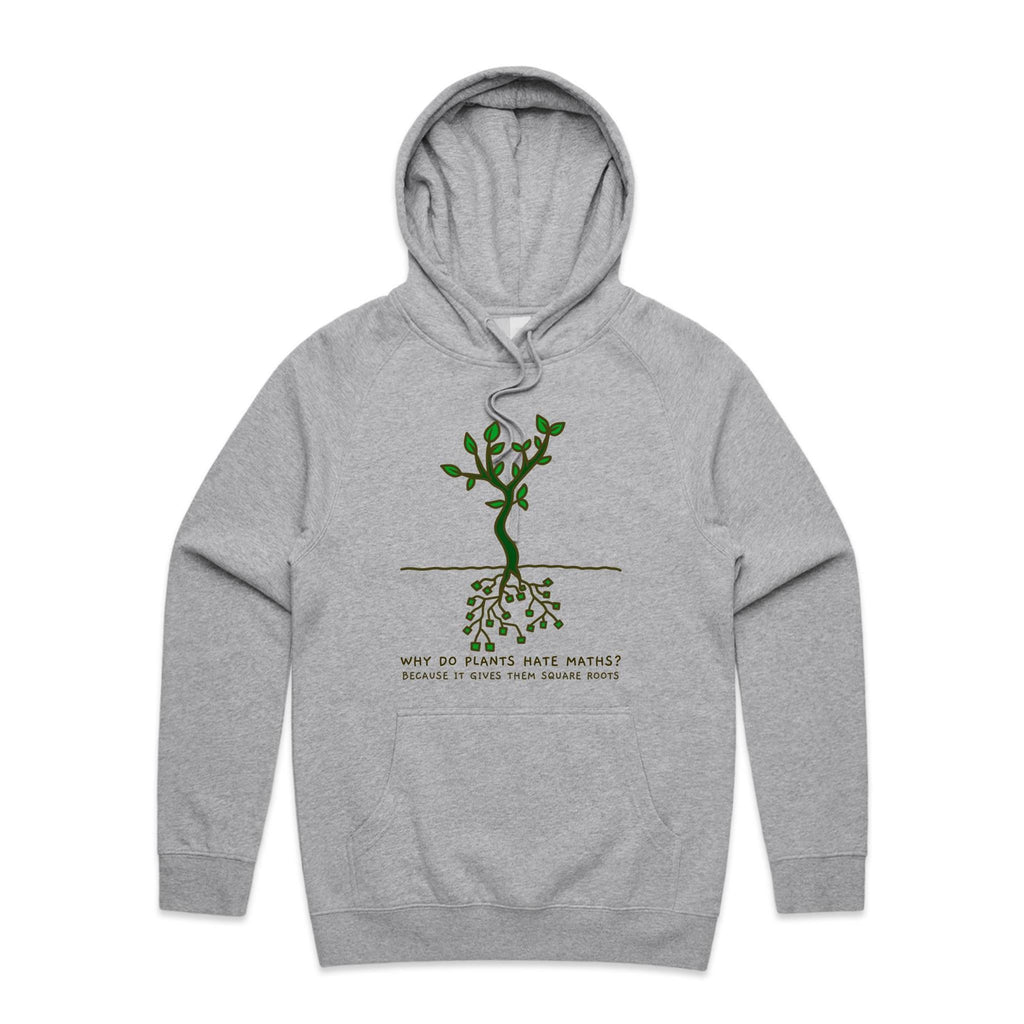 Square Roots, Maths Tree - Mens Hoodie Grey Marle Mens Hoodie Maths Printed In Australia