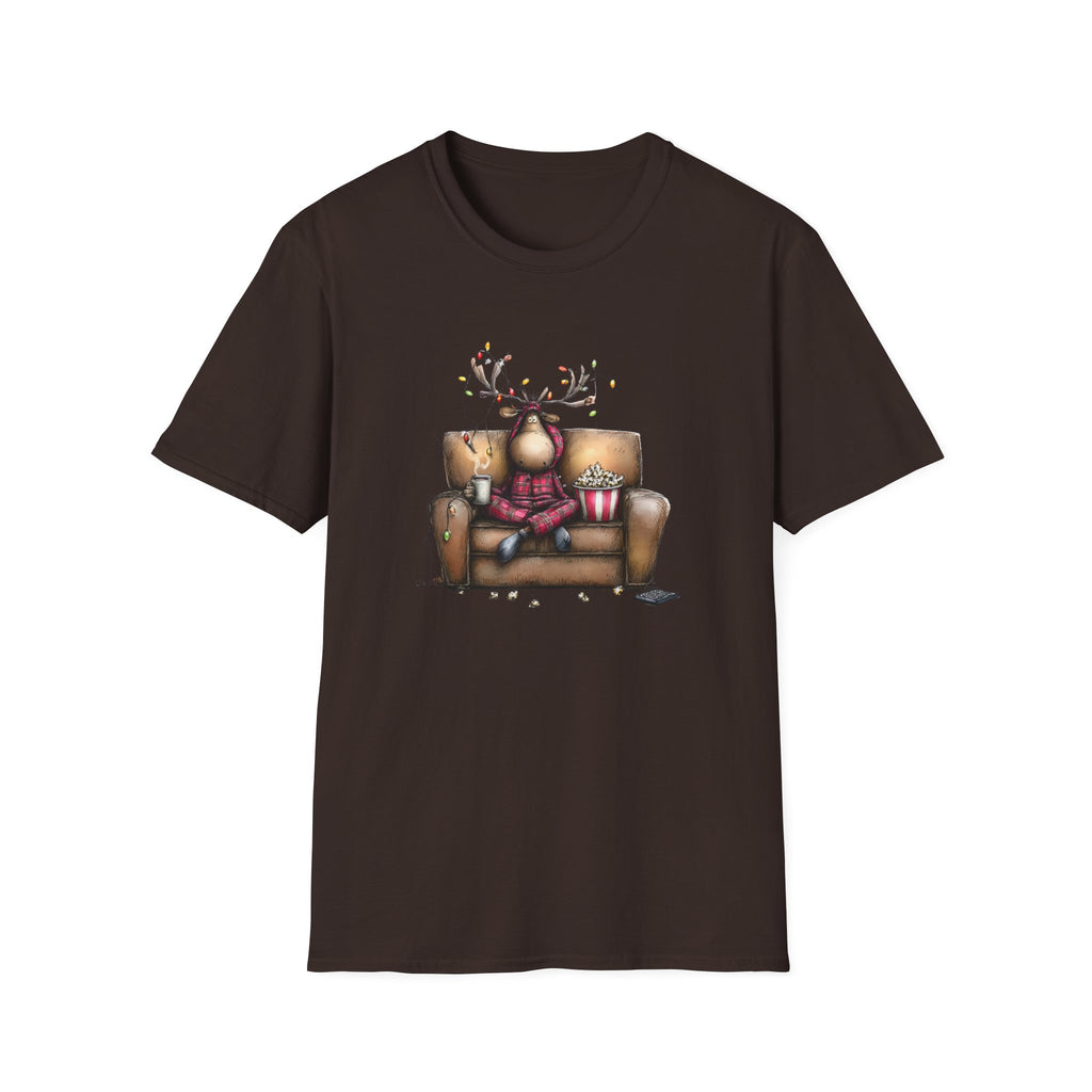 Reindeer, Christmas Movie Watching Shirt - Unisex Softstyle T-Shirt