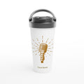 Personalised Retro Microphone White 15oz Stainless Steel Travel Mug Default Title Personalised Travel Mug Globally Fulfilled Music Retro