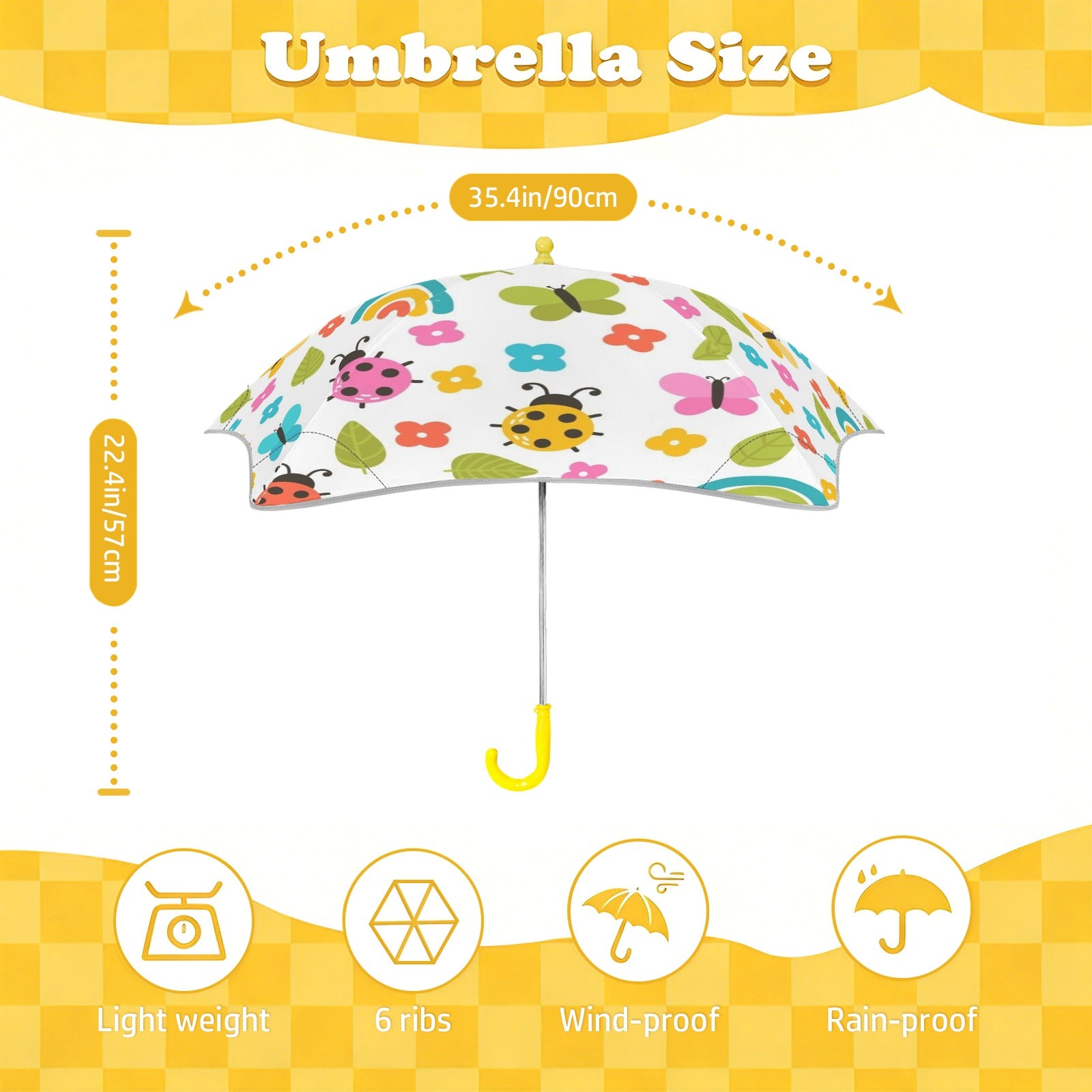 Ladybugs And Rainbows Kids Safe Round Corner Umbrella Kids Safe Round Corner Umbrella animal Printed Offshore