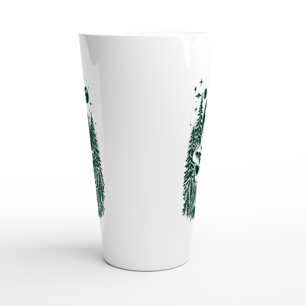 Alien And Bigfoot Play Guitar - White Latte 17oz Ceramic Mug Latte Mug Globally Fulfilled Music Sci Fi