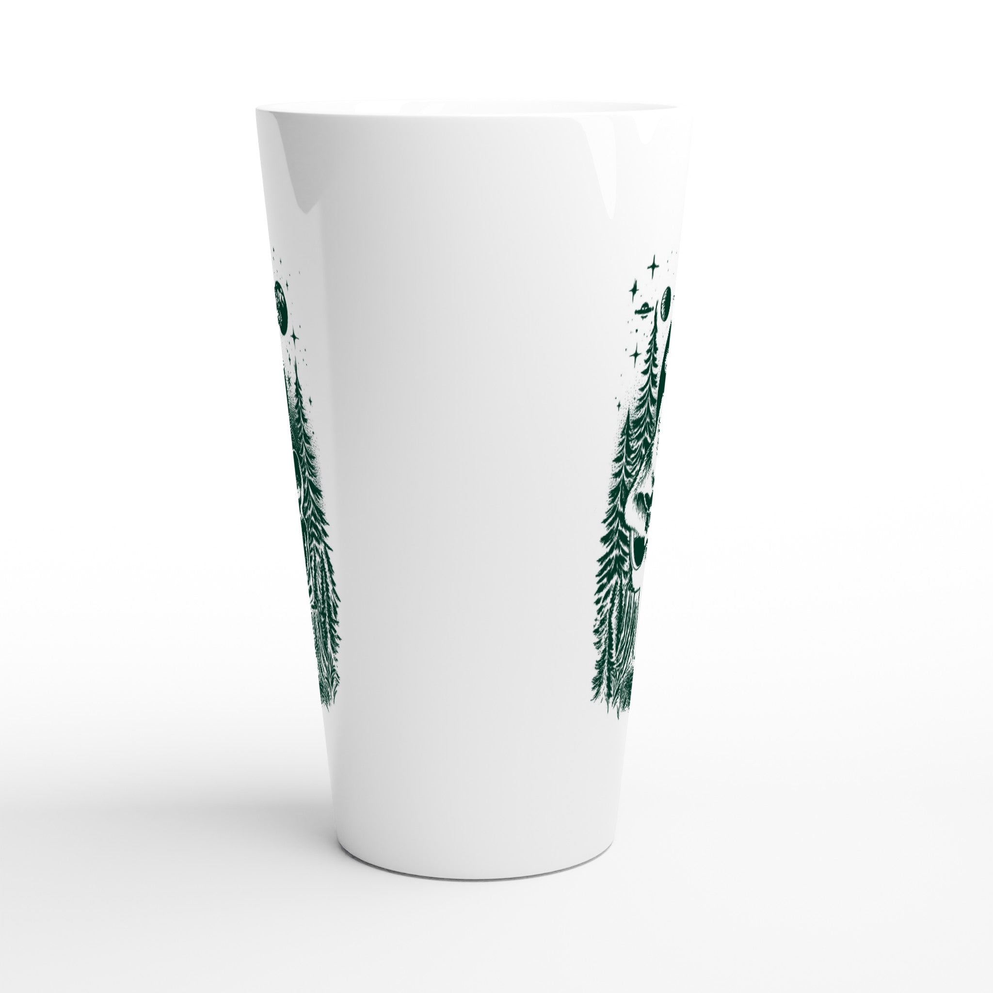 Alien And Bigfoot Play Guitar - White Latte 17oz Ceramic Mug Latte Mug Globally Fulfilled Music Sci Fi