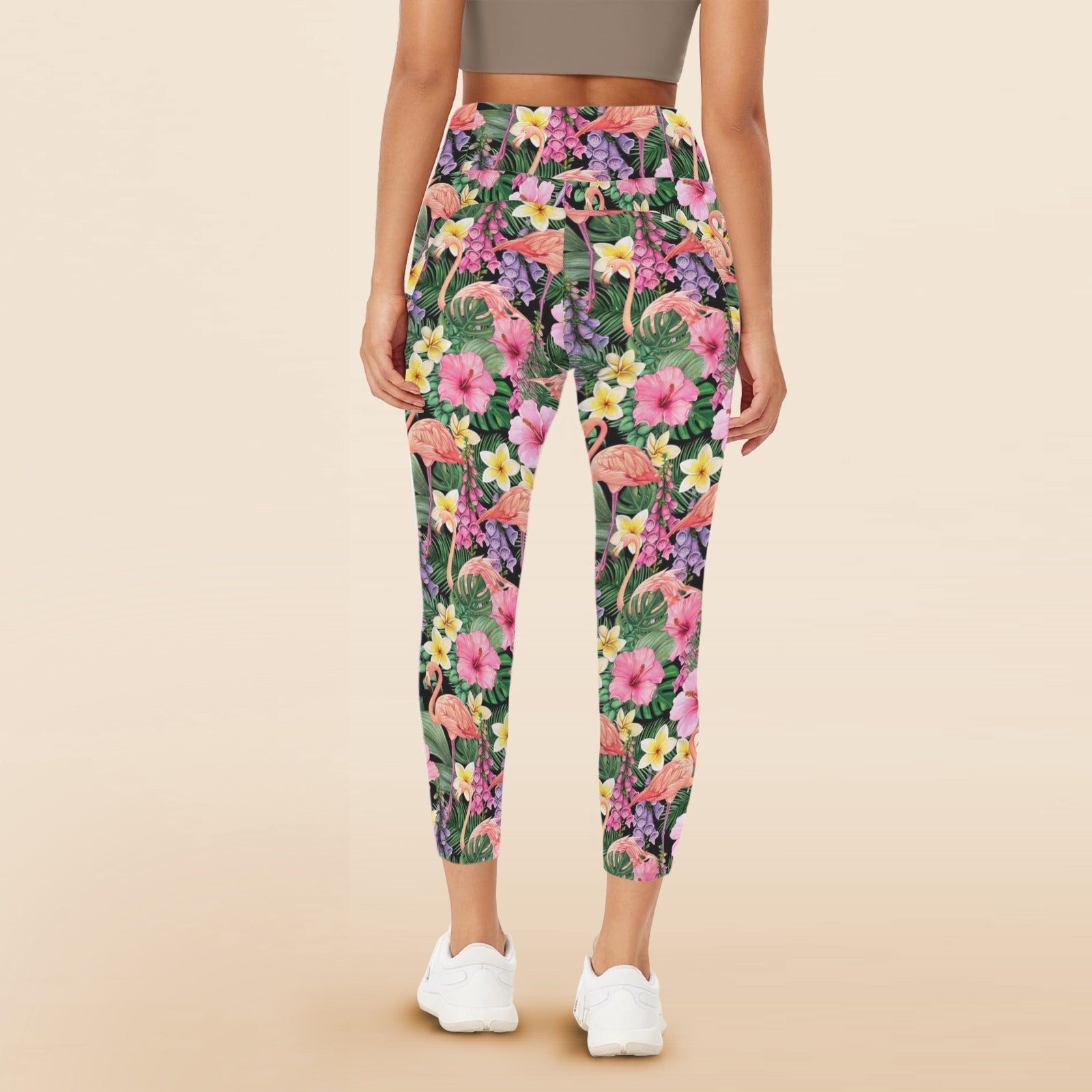 Flamingo Jungle - Women's High Waist Pockets Yoga Leggings