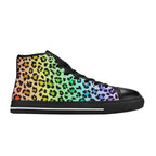Rainbow Leopard Print Women's High Top Canvas Shoes Womens Classic High Top Shoes Printed Offshore