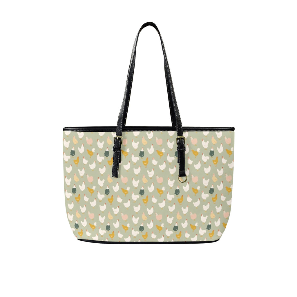 Chicken Life PU Leather Tote Bag Large One Size Leather Tote Bag-Large animal Printed Offshore