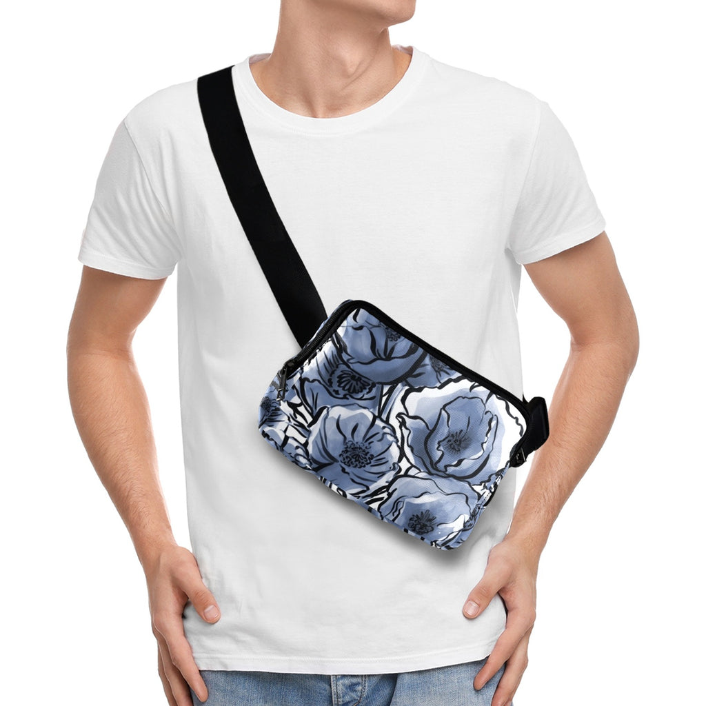 Blue And White Floral - Belt Bag