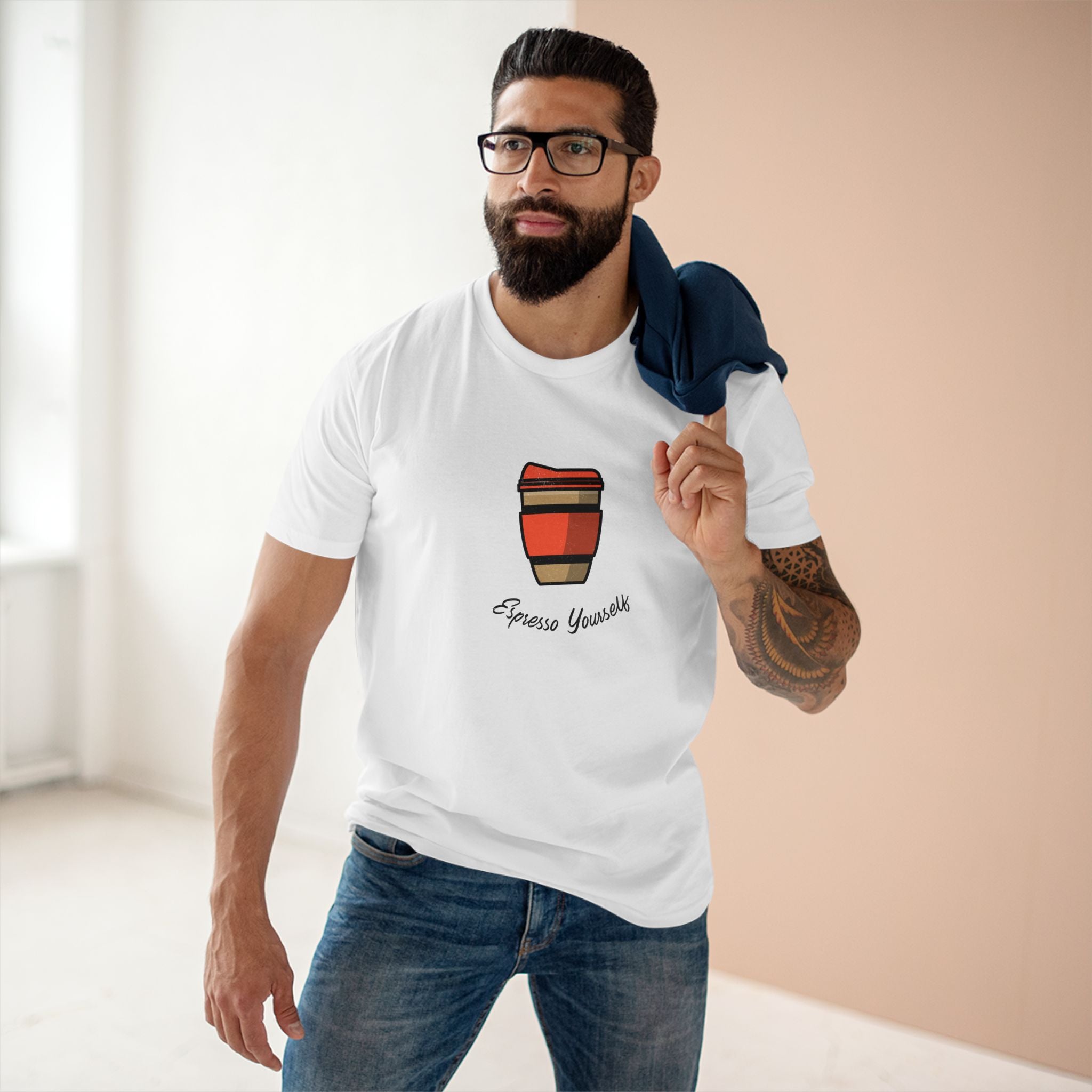 Espresso yourself - Men's Staple Tee White Mens Premium T-Shirt Coffee Printed in AU and US
