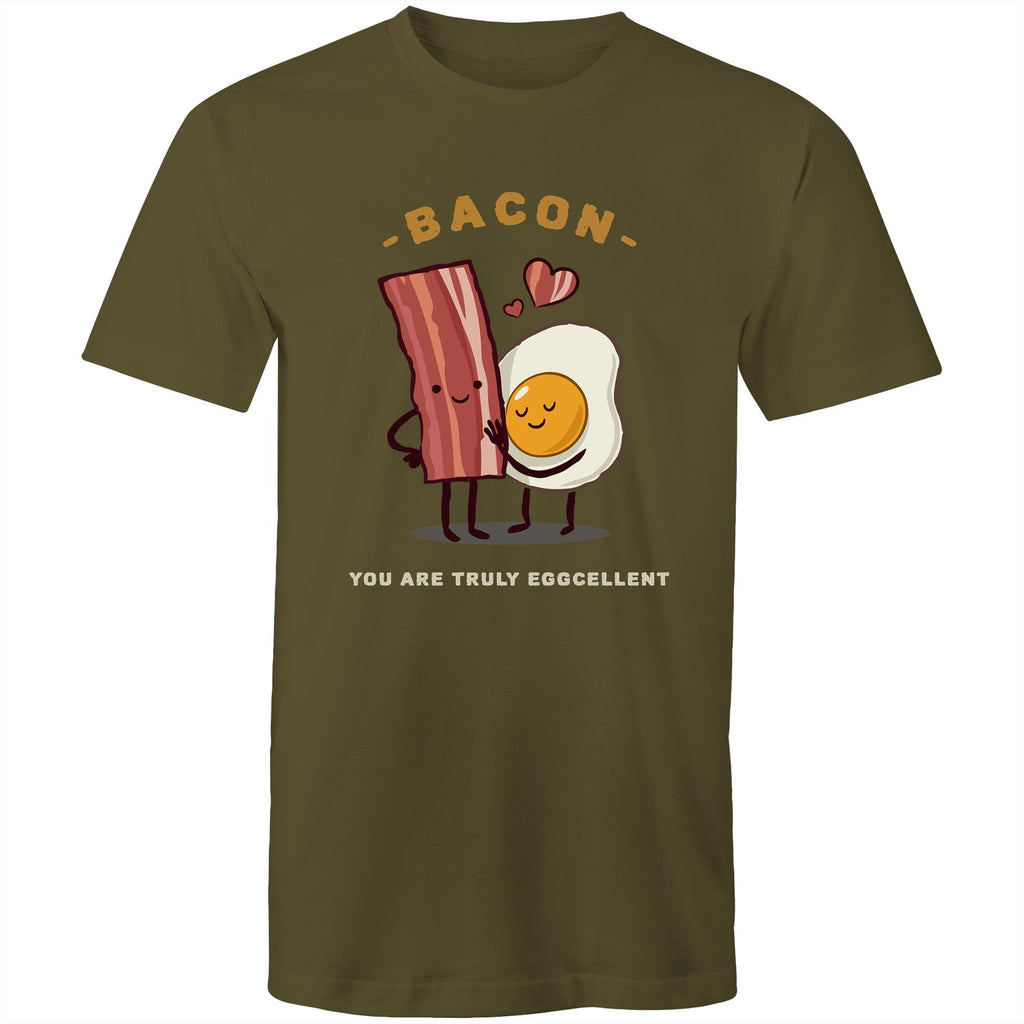 Bacon, You Are Truly Egg-cellent - Mens T-Shirt Army Green Mens T-shirt Food Printed In Australia
