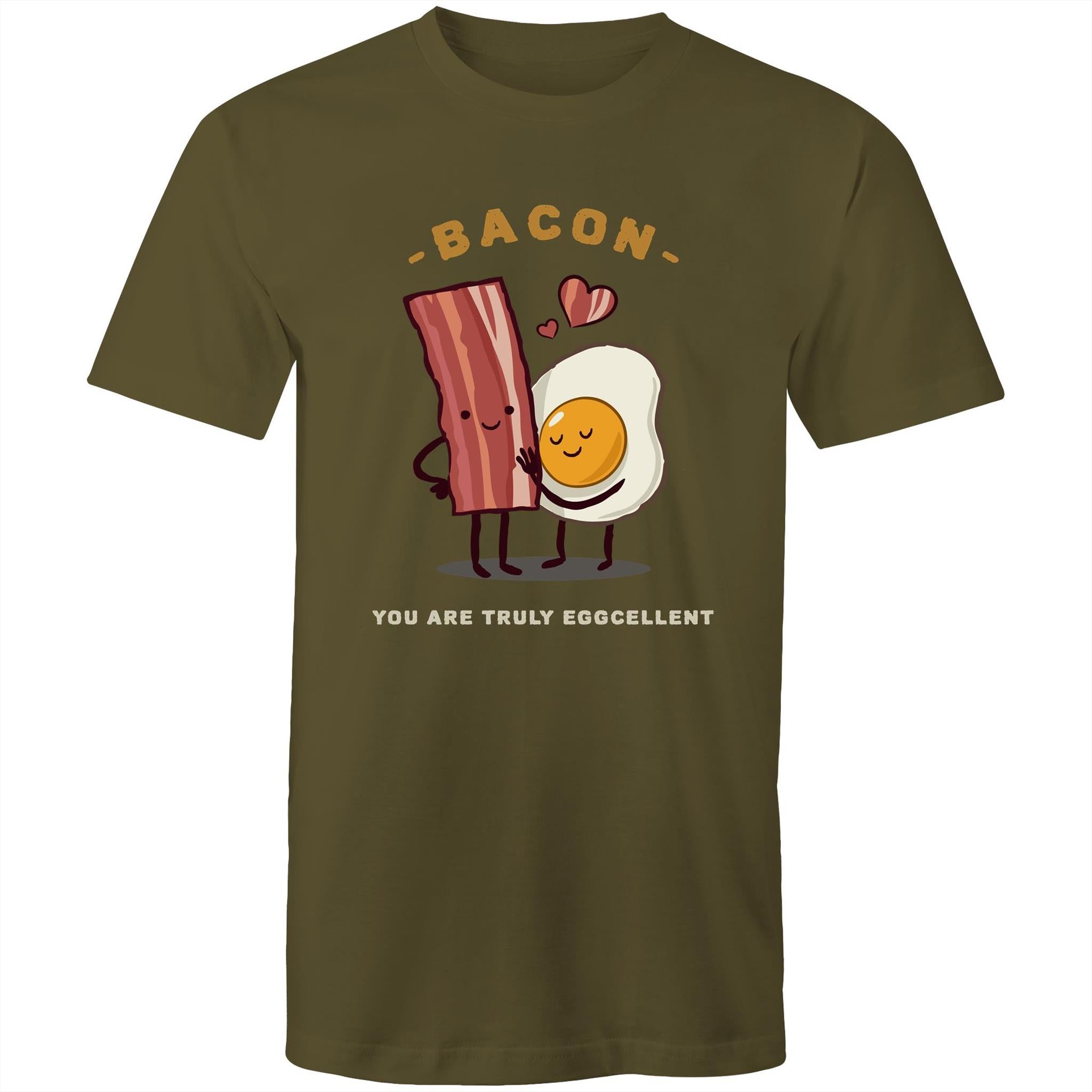 Bacon, You Are Truly Egg-cellent - Mens T-Shirt Army Green Mens T-shirt Food Printed In Australia
