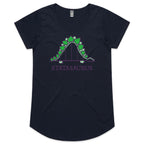 Statasaurus, Maths Dinosaur - Womens Scoop Neck T-Shirt Navy Womens Scoop Neck T-shirt Maths Printed In Australia