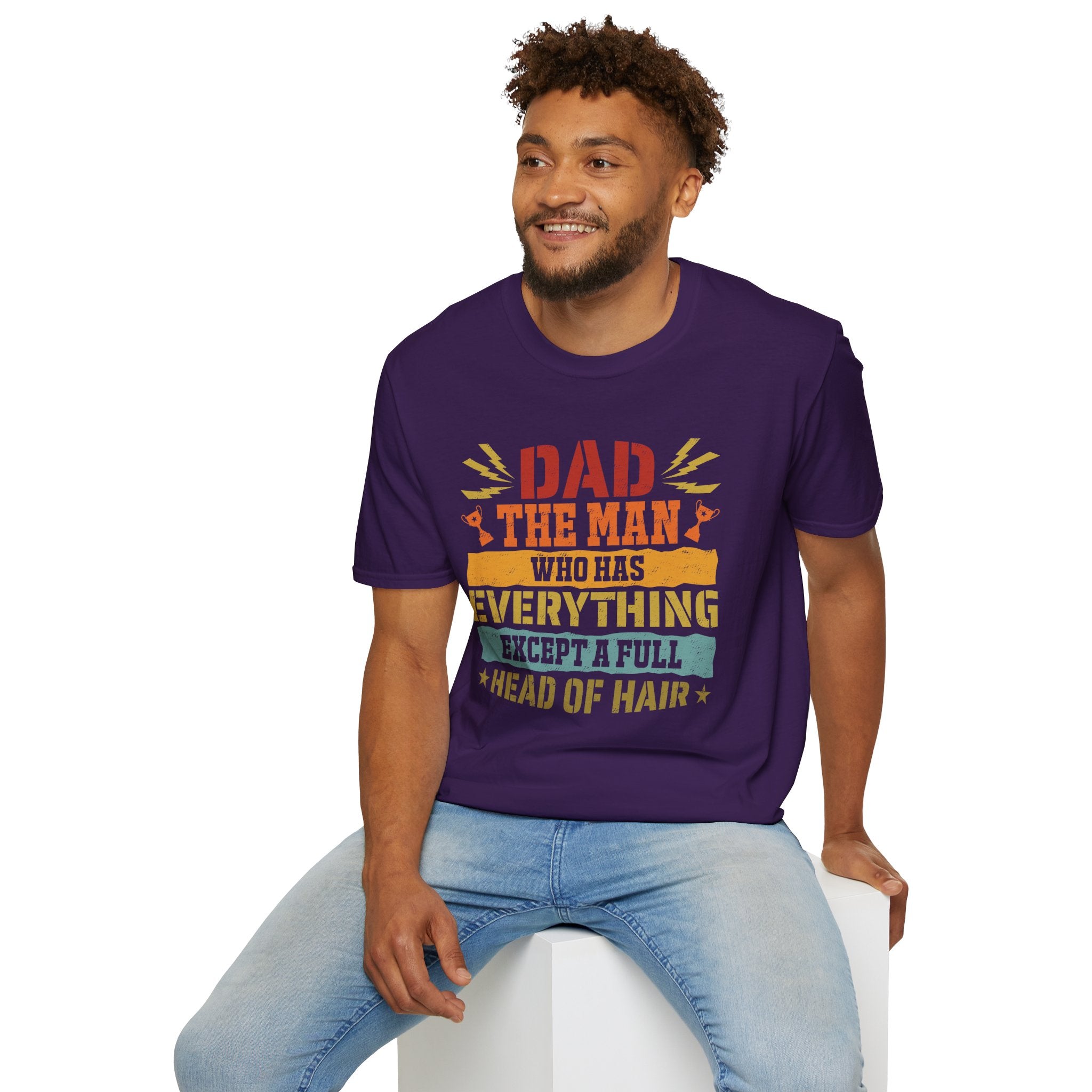 Dad, The Man Who Has Everything, Except A Full Head Of Hair - Unisex Softstyle T-Shirt