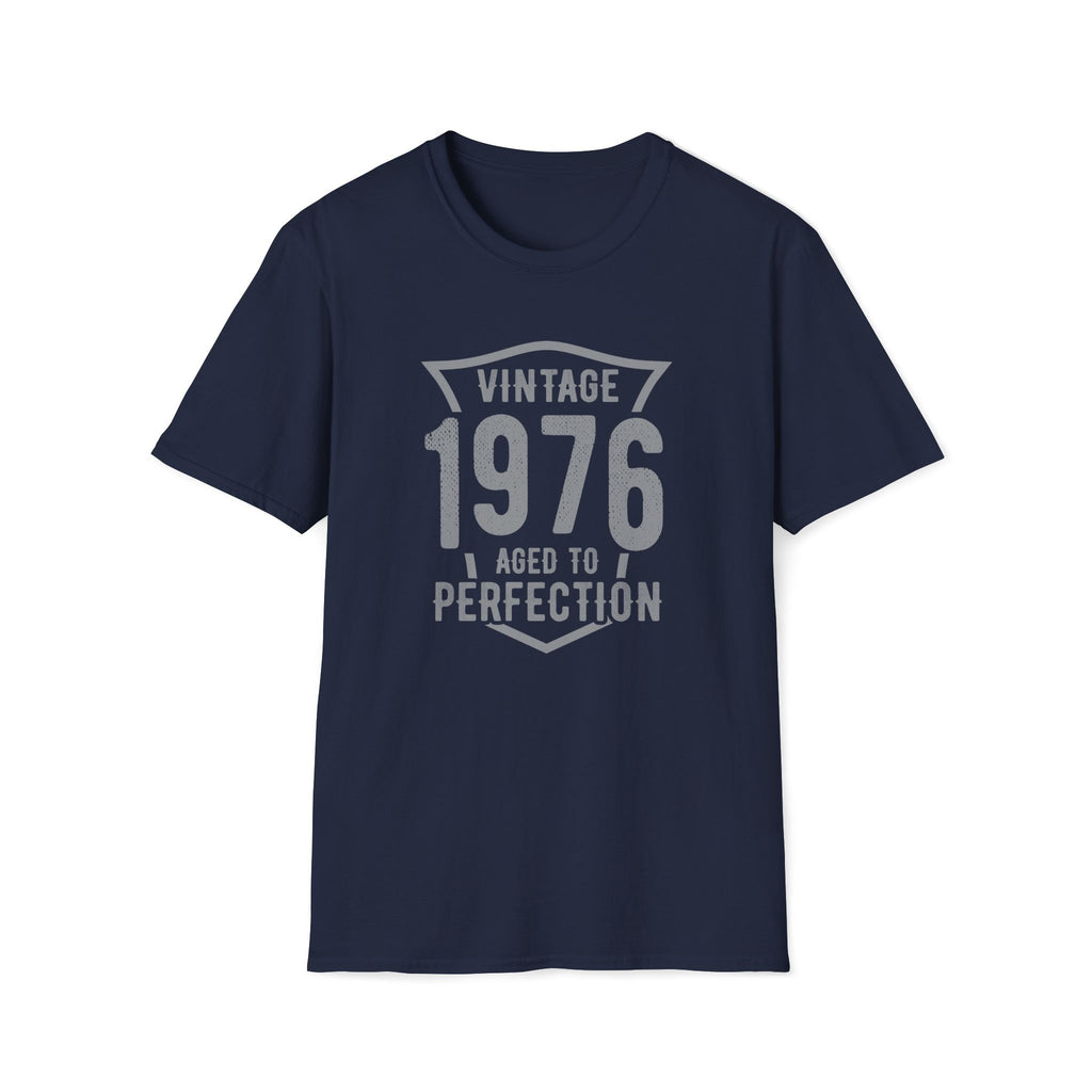 Turning 50, Vintage 1976, Aged To Perfection Unisex Softstyle T-Shirt Navy Unisex Adult T-shirt Australian Printer Birthday