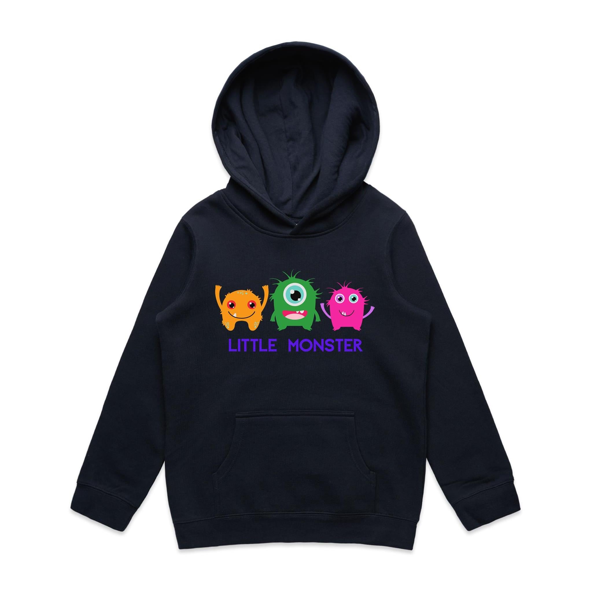 Little Monster - Kids Hoodie Navy Kids Hoodie Printed In Australia