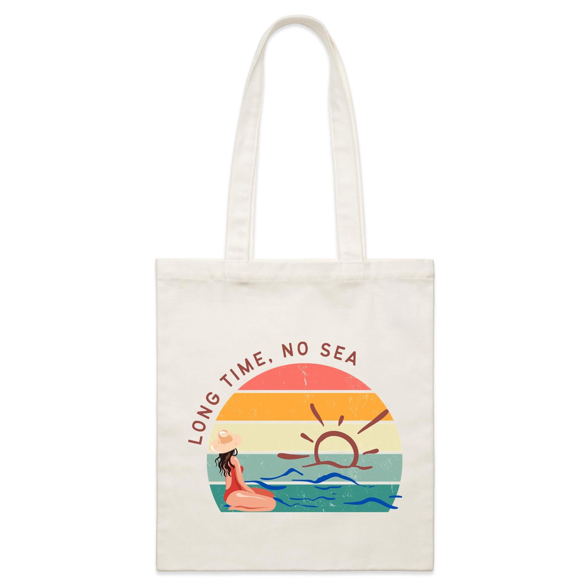 Long Time No Sea - Parcel Canvas Tote Bag Default Title Small Tote Bag Printed In Australia Summer Surf