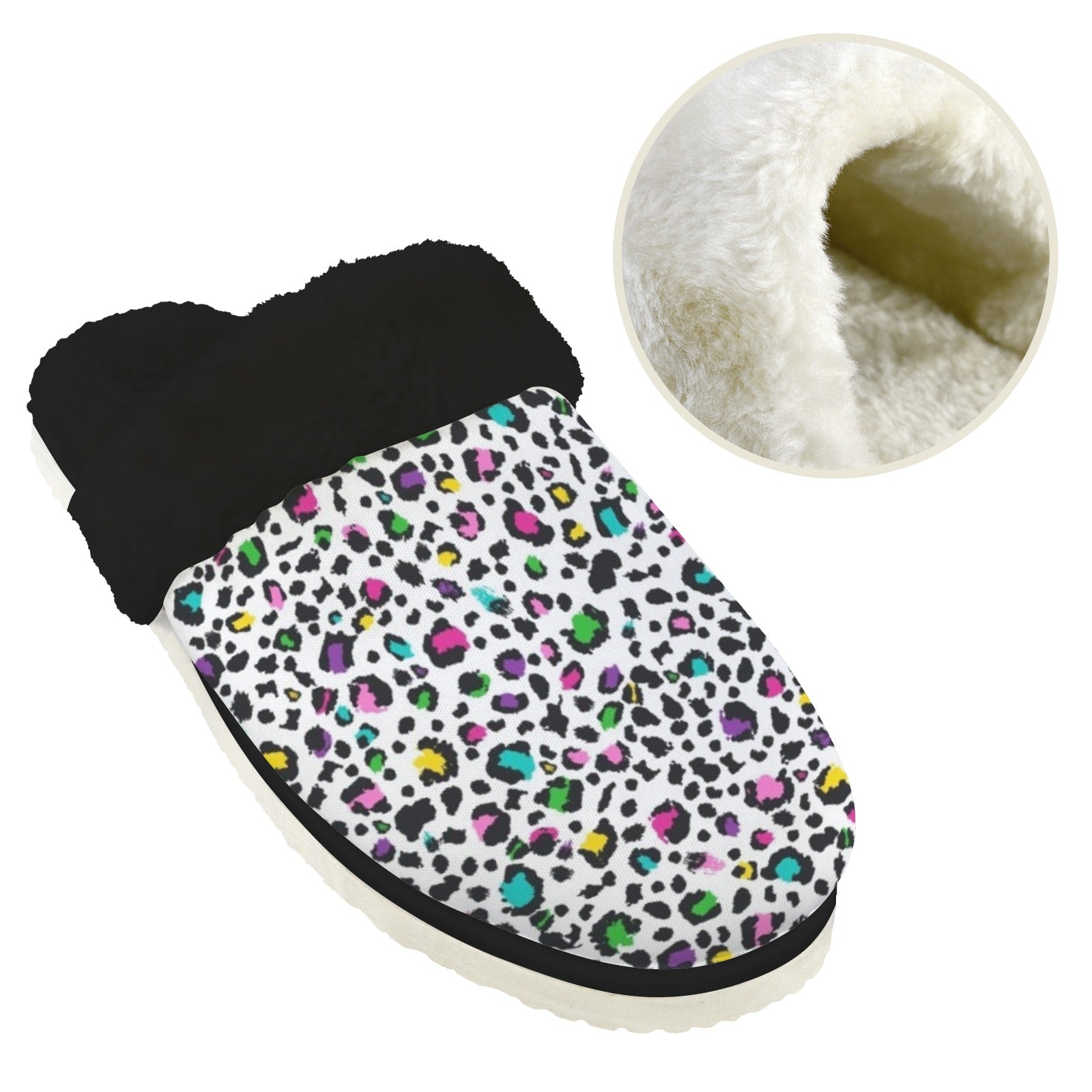 Animal Print In Colour Men's Fur Trim Thick-Sole Indoor Slippers Men's Fur Trimmed Slippers animal Printed Offshore