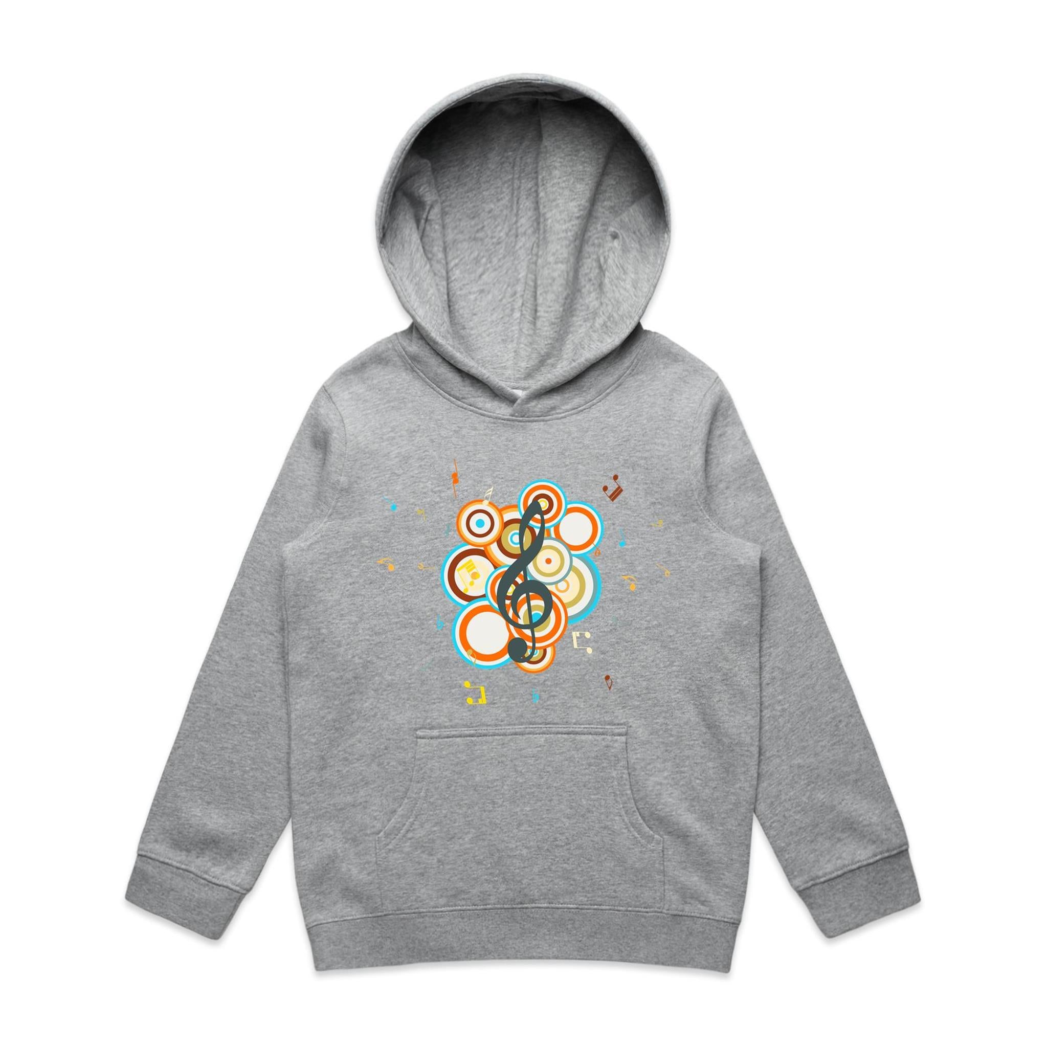 Funky Music - Kids Hoodie Grey Marle Kids Hoodie Printed In Australia