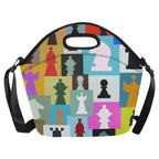 Colourful Chess Neoprene Lunch Bag/Large (Model 1669) Neoprene Lunch Bag Chess Games Printed Offshore