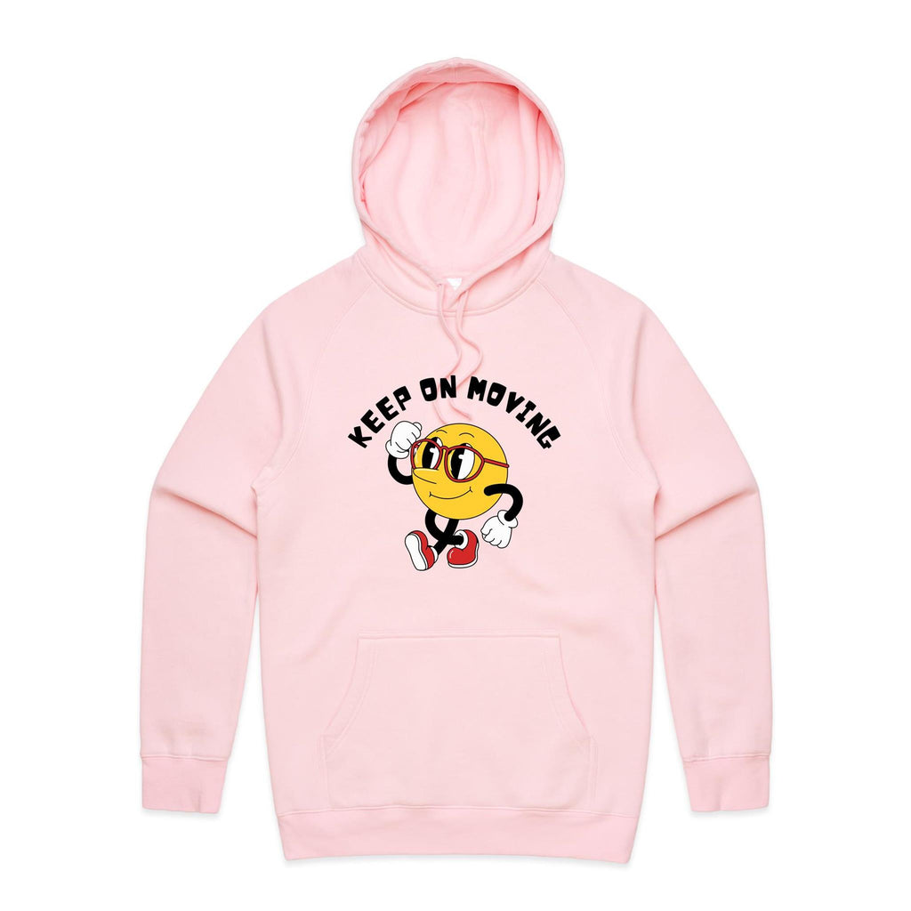 Keep On Moving - Mens Hoodie Pink Mens Hoodie Fitness Positivity Printed In Australia